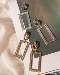 Deco Baguette Statement Earrings- Gold View 3