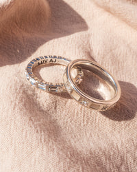 Mother of Pearl Mosaic Ring Set- Silver View 4