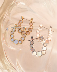 Mini Mother of Pearl Circle Hoops- Silver View 4