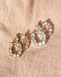 Mini Mother of Pearl Circle Hoops- Gold View 4