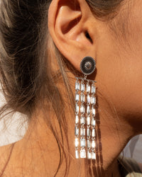 Baguette Drop Statement Earrings- Silver view 2