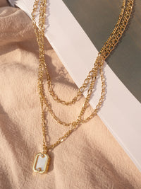 Emerald Pearl Multi Charm Necklace- Gold View 3