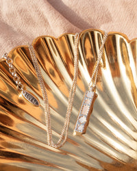 Pearl Mosaic Pendant Necklace- Gold View 3