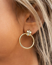 Mosaic Crystal Hoops- Silver View 2