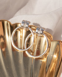 Mosaic Crystal Hoops- Silver View 3