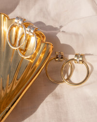 Mosaic Crystal Hoops- Gold View 3