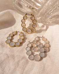 Mother of Pearl Circle Hoops- Gold View 4