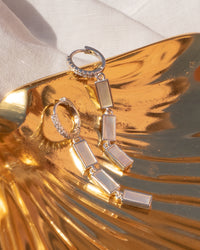 Mother of Pearl Disc Drop Hoops- Silver View 3