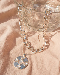 Mother of Pearl Coin Necklace Set- Gold View 3