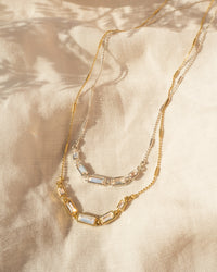 Ascending Baguette Charm Necklace- Gold View 4