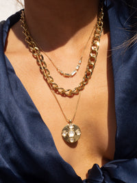 Ascending Baguette Charm Necklace- Gold View 3
