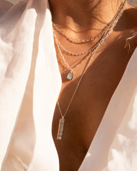 Emerald Pearl Multi Charm Necklace- Silver view 2