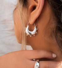 Studded Mini Martina Hoops- Silver View 3