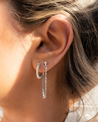 Diamonte Hoops + Chain Stud Set- Gold view 2