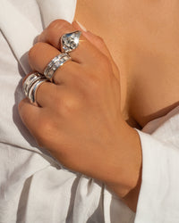 Mother of Pearl Mosaic Ring Set- Silver View 6