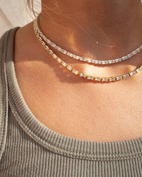 Baguette Eternity Necklace- Silver View 3