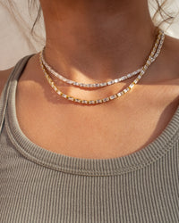 Baguette Eternity Necklace- Gold view 2