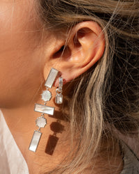 Emerald Pearl Dangle Hoops- Silver view 2