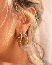 Mother of Pearl Circle Hoops- Gold View 3