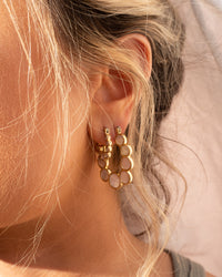 Mini Mother of Pearl Circle Hoops- Silver View 3