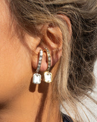 Over-the-Lobe Pearl Earrings- Silver View 2