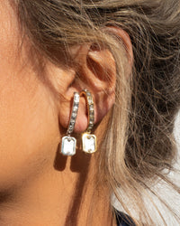 Over-the-Lobe Pearl Earrings- Gold View 2