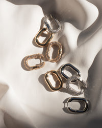 XL Pave Chain Link Hoops- Silver (Ships Late April) View 14