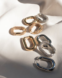 XL Pave Chain Link Hoops- Silver (Ships Late April) View 13