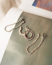 Diamonte Hoops + Chain Stud Set- Gold View 3