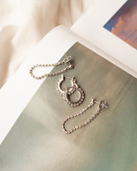 Diamonte Hoops + Chain Stud Set- Silver View 3