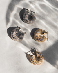 Pave Mini Donut Hoops- Gold View 6
