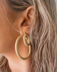 Pearl Pave Baby Amalfi Hoops- Gold View 4