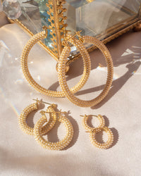 Pearl Pave Amalfi Huggies- Gold View 5