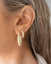 Pearl Pave Amalfi Huggies- Gold View 4