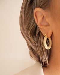 Pearl Pave Baby Amalfi Hoops- Gold View 3