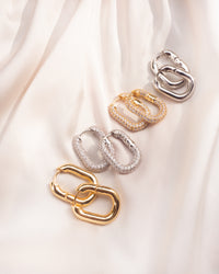 XL Pave Chain Link Hoops- Silver (Ships Late April) View 11