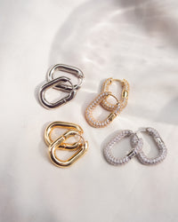 XL Pave Chain Link Hoops- Silver (Ships Late April) View 9