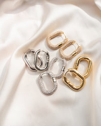 XL Pave Chain Link Hoops- Silver (Ships Late April) View 10