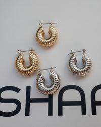 Ridged Mini Donut Hoops- Silver View 3