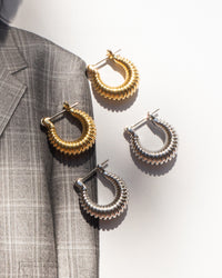 Ridged Mini Martina Hoops- Silver View 5