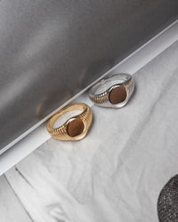 Ridged Signet Ring- Gold View 5
