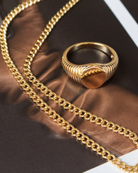 Ridged Signet Ring- Gold View 3