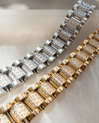 Pave Wristwatch Chain Bracelet- Silver View 2