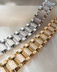 Pave Wristwatch Chain Bracelet- Silver View 2