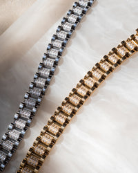 Pave Wristwatch Chain Bracelet- Gold View 6