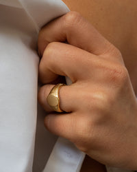 Ridged Signet Ring- Gold View 2