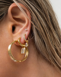 Ridged Band Hoops- Gold View 8
