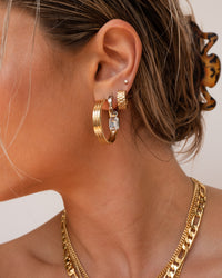 Mini Timepiece Hoops- Gold View 7
