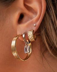 Ridged Band Hoops- Gold View 3