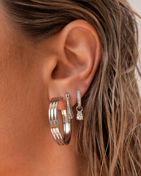 Ridged Mini Martina Hoops- Silver View 6